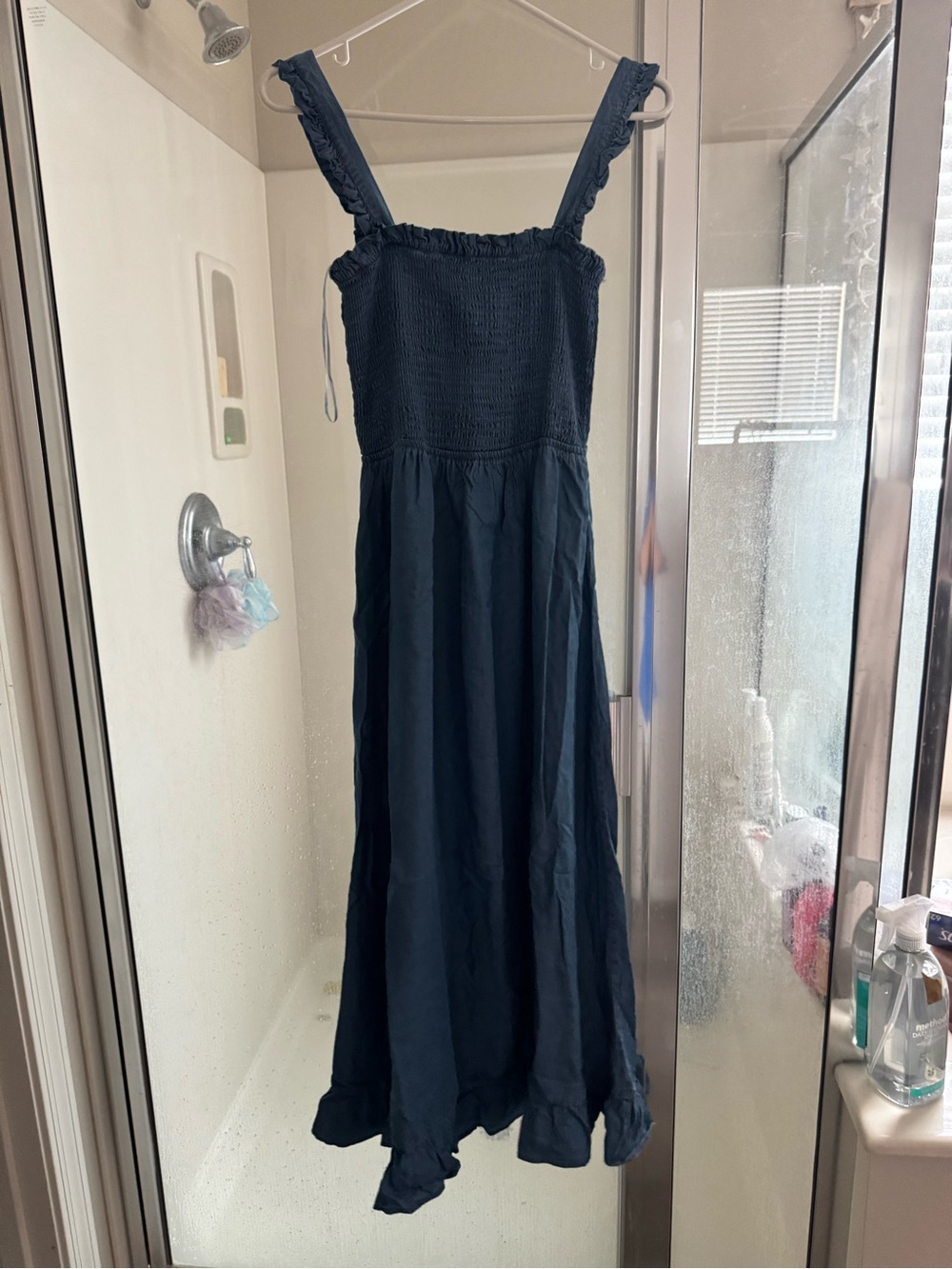 Love tree Navy Smocked Strap Maxi Dress L